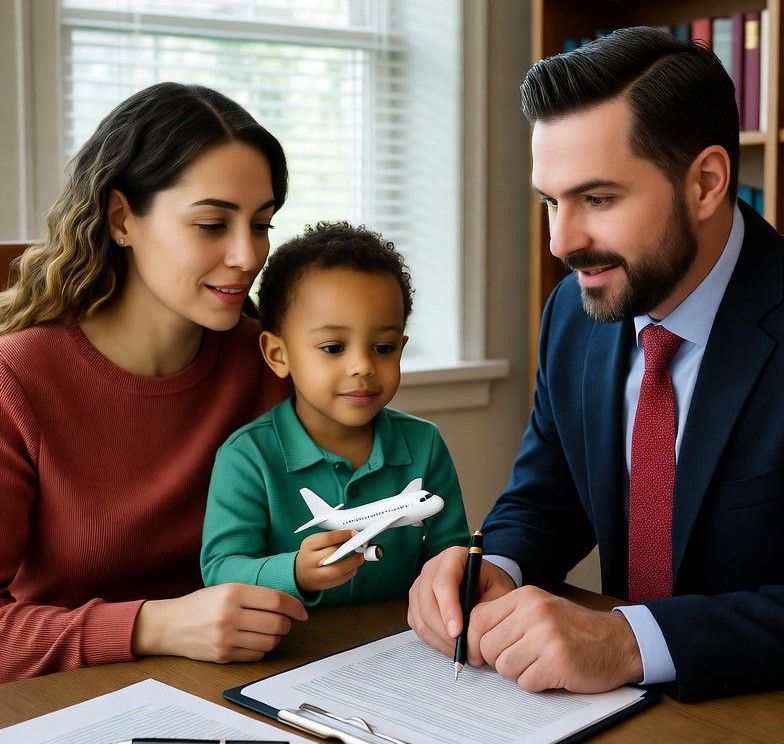 immigrant family reviewing citizenship paperwork